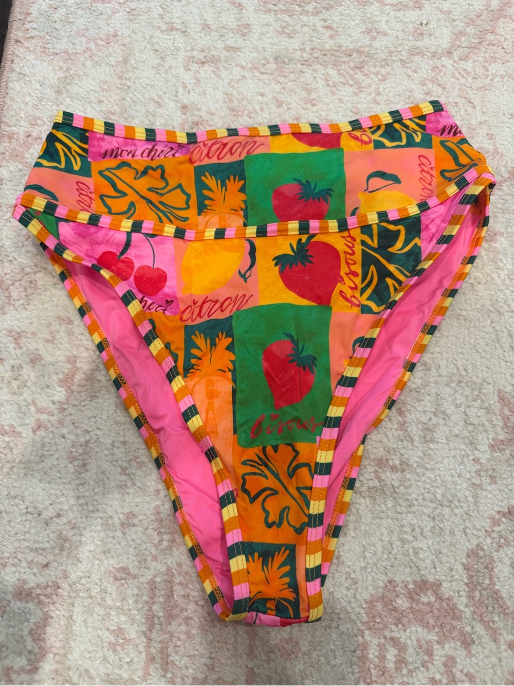 Beach Riot- Pink Fruit-Print Bikini Bottoms